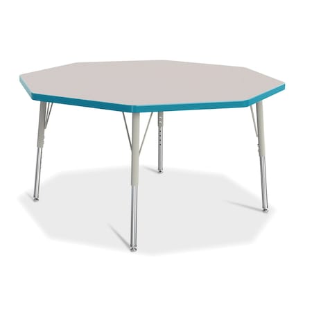 Jonti-Craft Berries Octagon Activity Table, 48 in. x 48 in., E-height, Freckled Gray/Teal/Gray 6428JCE005